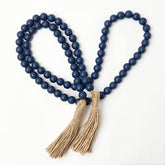 OMISHE 59in Wood Bead Garland with Tassels, Wooden Beads Garland, Decorative Beads Garland Decor, Farmhouse Beads Garland for Wall Hanging Home Festival Decor, Navy Blue image 0